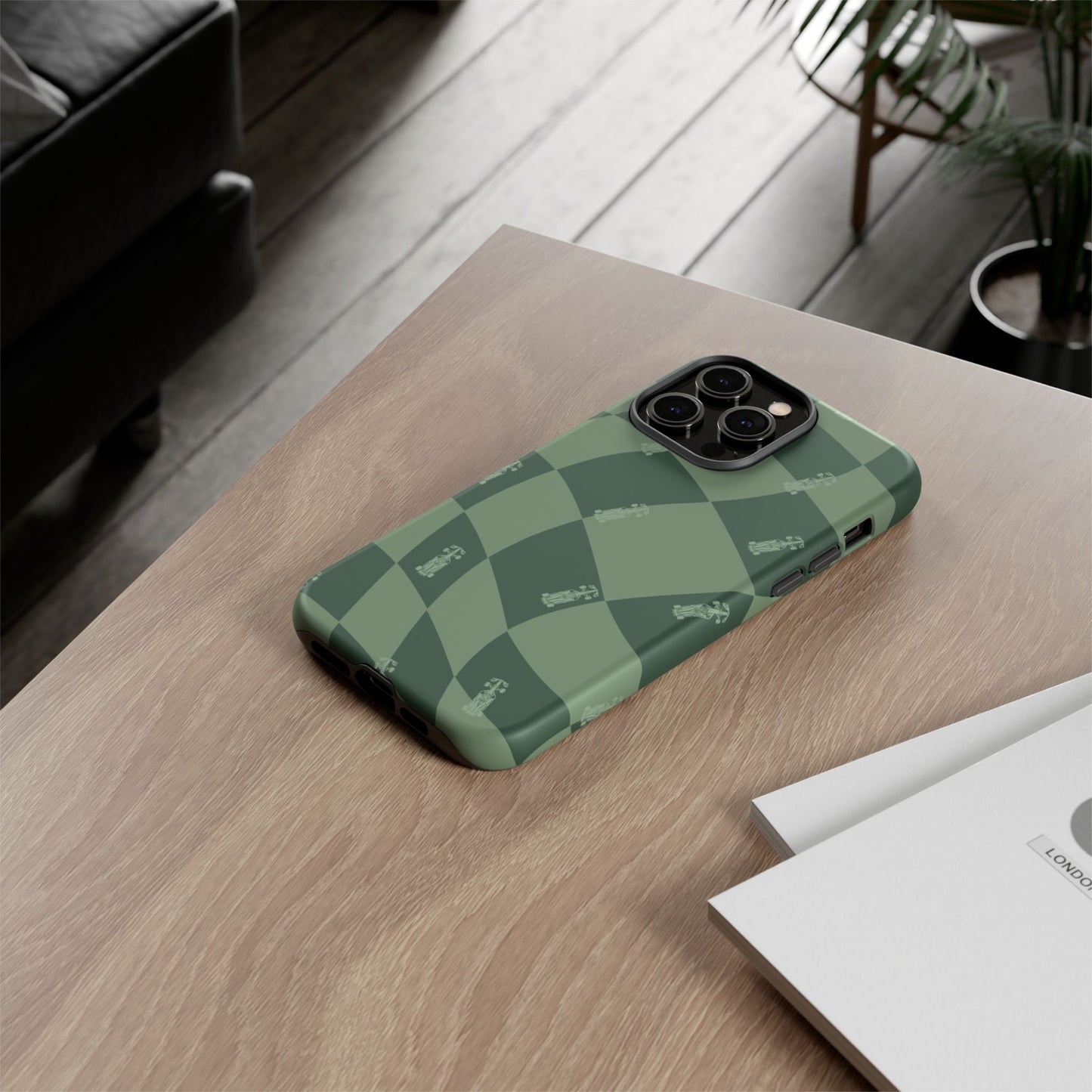 F1 Phone Case Green Checkerboard Design, Trendy F1 Gift, Formula 1 Gift, Cute F1 Phone Case, Unique Formula One Phone Case