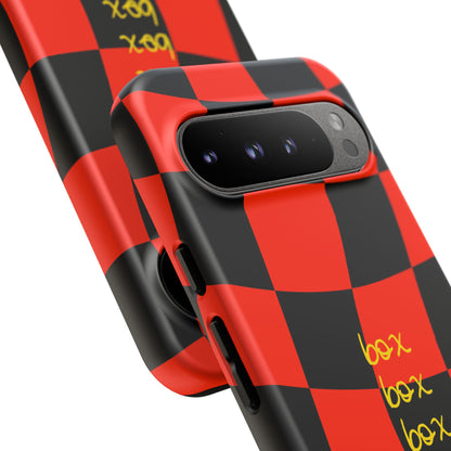 F1 Ferrari Black and Red Checkered Phone Case, Box Box Box F1 Phone Case