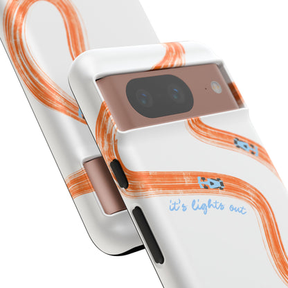 McLaren F1 Phone Case Orange and Blue Painted "its lights out and away we go", Trendy F1 Gift, Formula 1 Gift, Cute F1 Phone Case