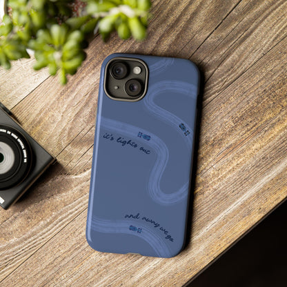 F1 Phone Case Monochrome Dark Blue Painted "its lights out and away we go", Trendy F1 Gift, Formula 1 Gift, Cute F1 Phone Case, Phone Case