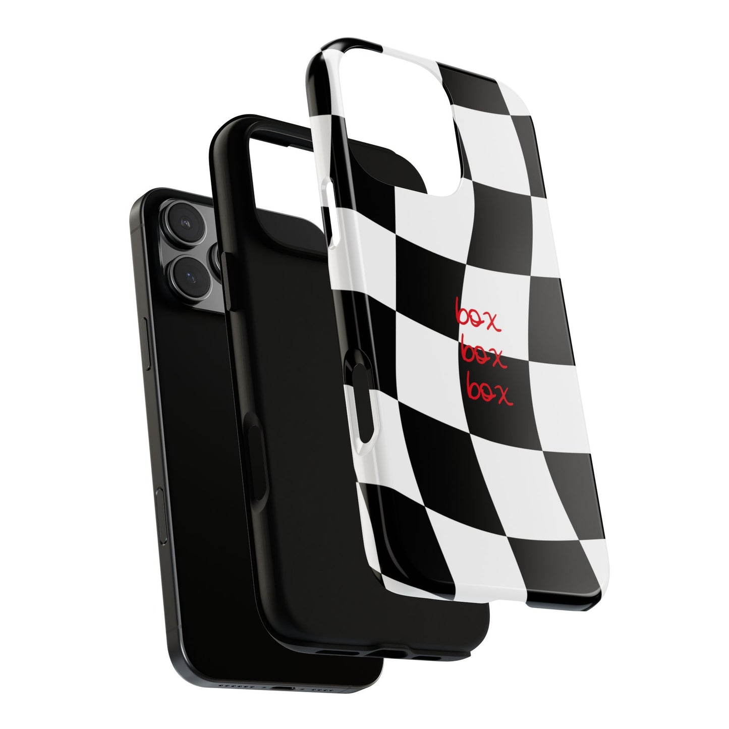 Black and Red Checkered F1 Phone Case, Box Box Box F1 Phone Case