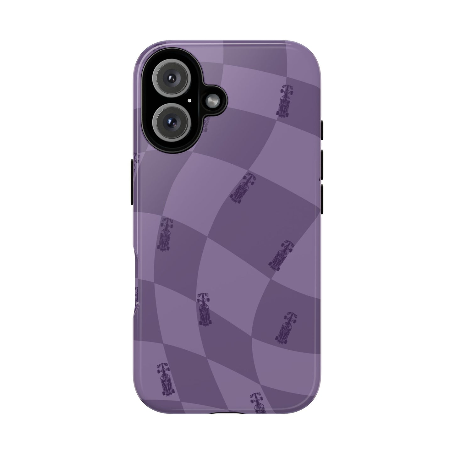 F1 Phone Case Purple Checkered Design, Trendy F1 Gift, Formula 1 Gift, Cute F1 Phone Case, Unique Formula One Phone Case