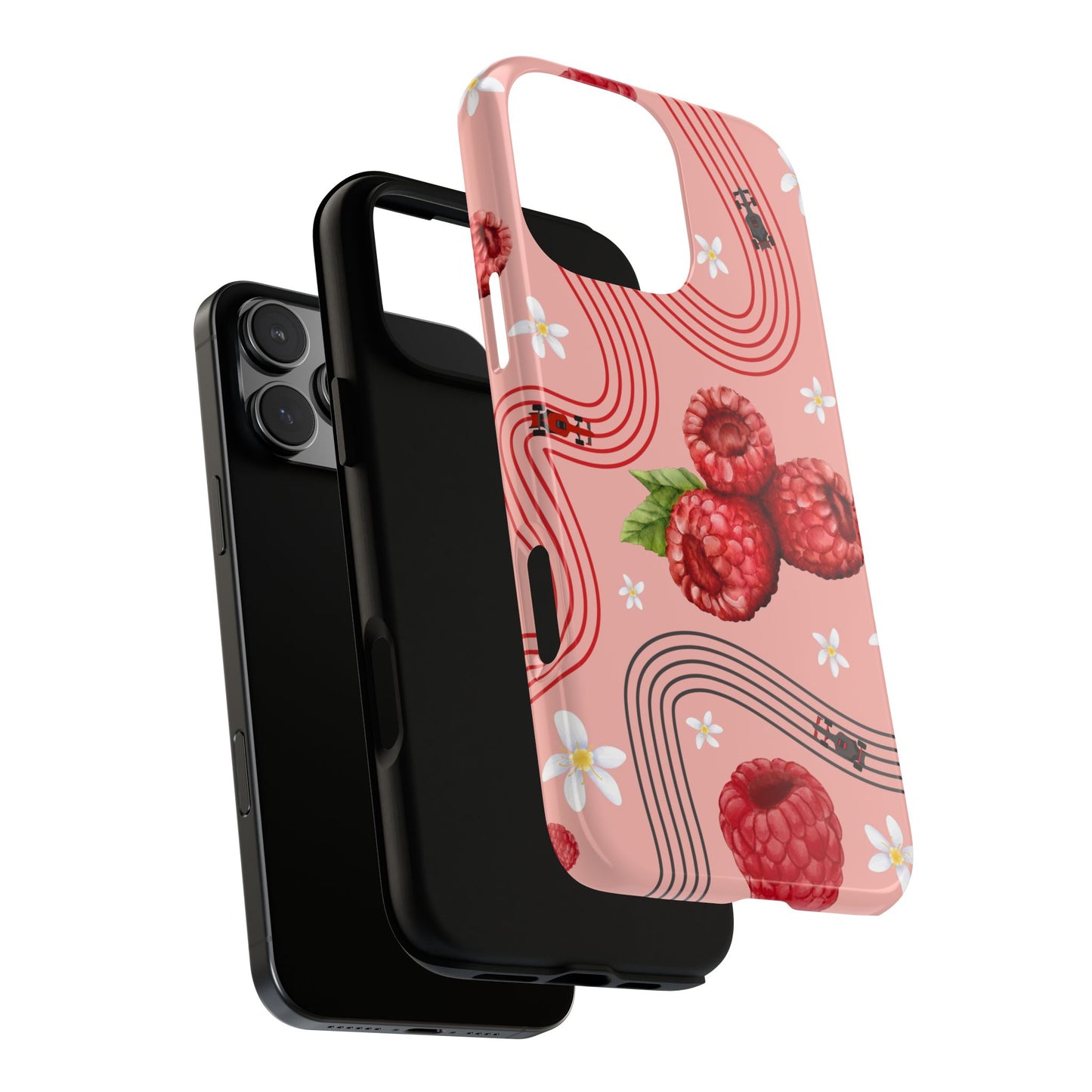 Red F1 Haas and Raspberries Phone Case, Trendy F1 Gift, Formula 1 Gift, Cute Fruit F1 Phone Case, Unique Phone Case