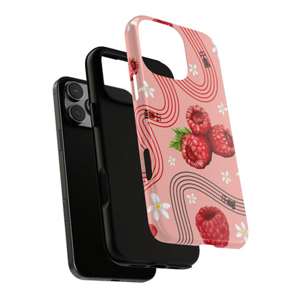 Red F1 Haas and Raspberries Phone Case, Trendy F1 Gift, Formula 1 Gift, Cute Fruit F1 Phone Case, Unique Phone Case