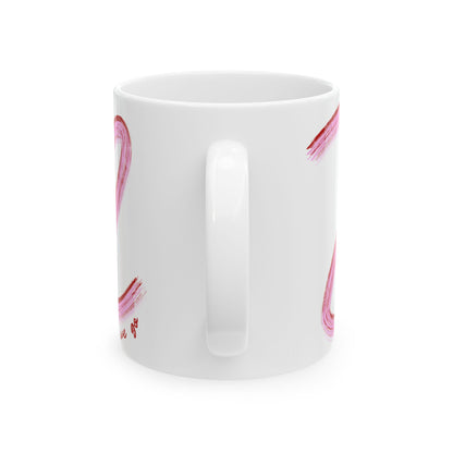 Pink and Red Painted It's Lights Out and Away We Go Mug, Unique Gift for Coffee Lovers, Whimsical Formula 1 Gift