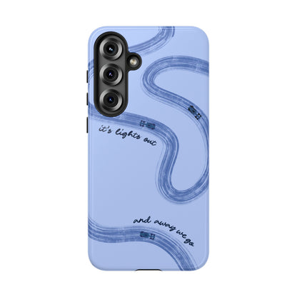 F1 Phone Case Monochrome Blue Painted "its lights out and away we go", Trendy F1 Gift, Formula 1 Gift, Cute F1 Phone Case, Phone Case