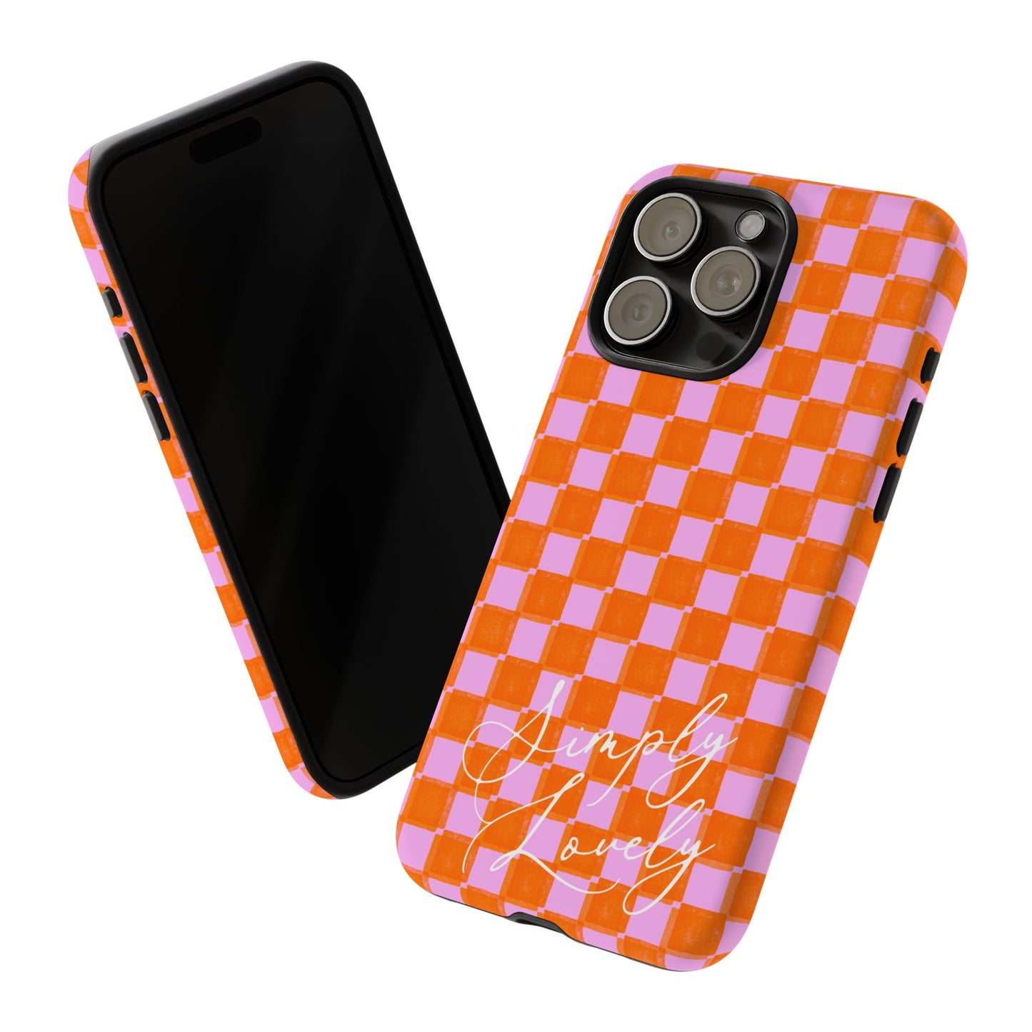 Simply Lovely Orange and Pink Checkered F1 Phone Case Design, Trendy F1 Gift, Formula 1 Gift, Cute F1 Phone Case