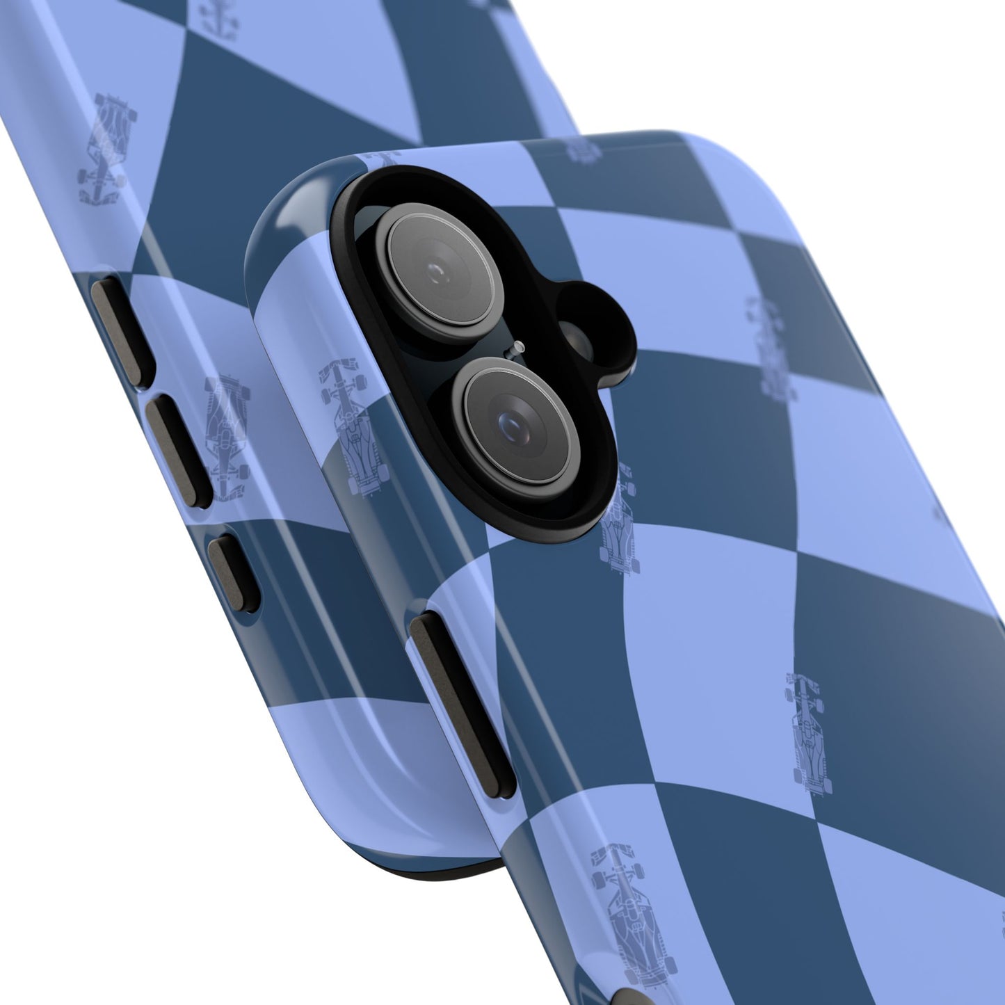 F1 Phone Case Blue Checkerboard Design, Trendy F1 Gift, Formula 1 Gift, Cute F1 Phone Case, Unique Formula One Phone Case