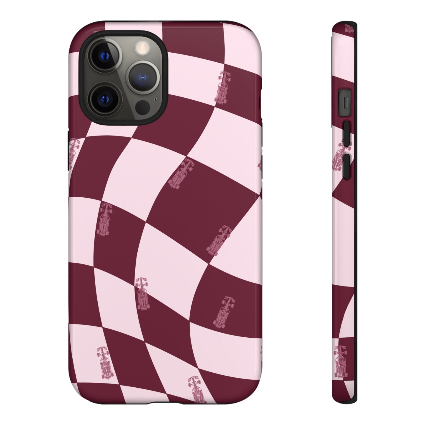F1 Phone Case Pink Checkered Design, Trendy F1 Gift, Formula 1 Gift, Cute F1 Phone Case, Unique Formula One Phone Case