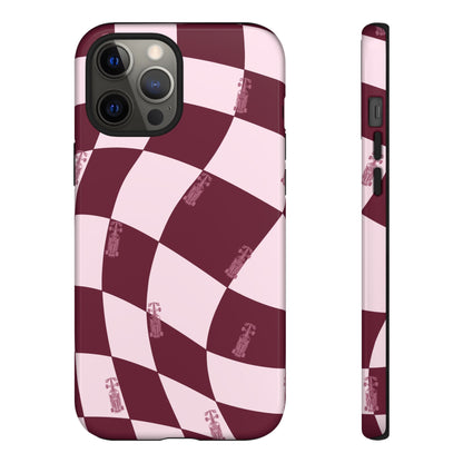 F1 Phone Case Pink Checkered Design, Trendy F1 Gift, Formula 1 Gift, Cute F1 Phone Case, Unique Formula One Phone Case