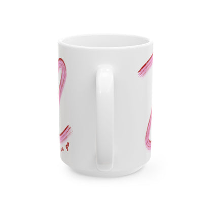 Pink and Red Painted It's Lights Out and Away We Go Mug, Unique Gift for Coffee Lovers, Whimsical Formula 1 Gift