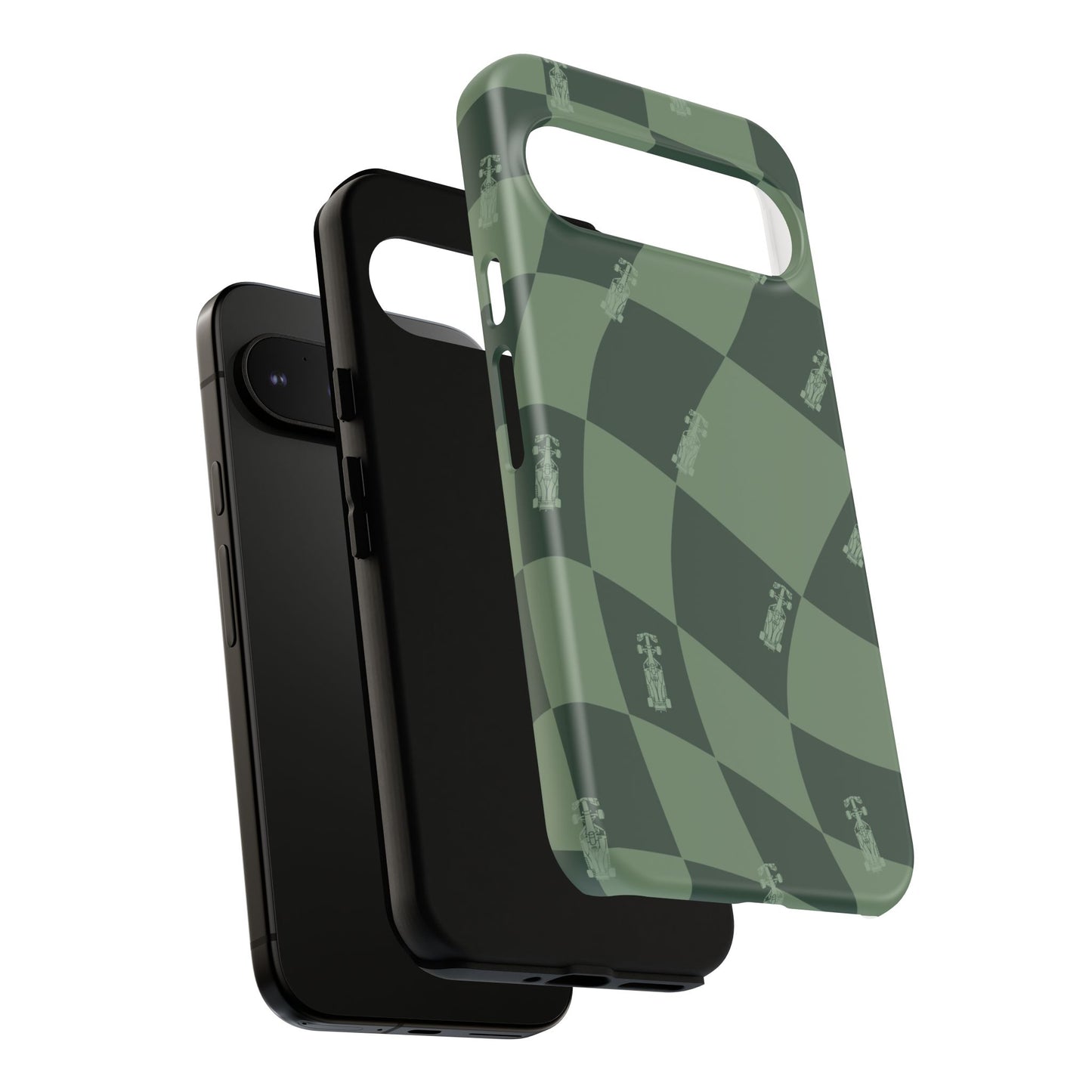 F1 Phone Case Green Checkerboard Design, Trendy F1 Gift, Formula 1 Gift, Cute F1 Phone Case, Unique Formula One Phone Case