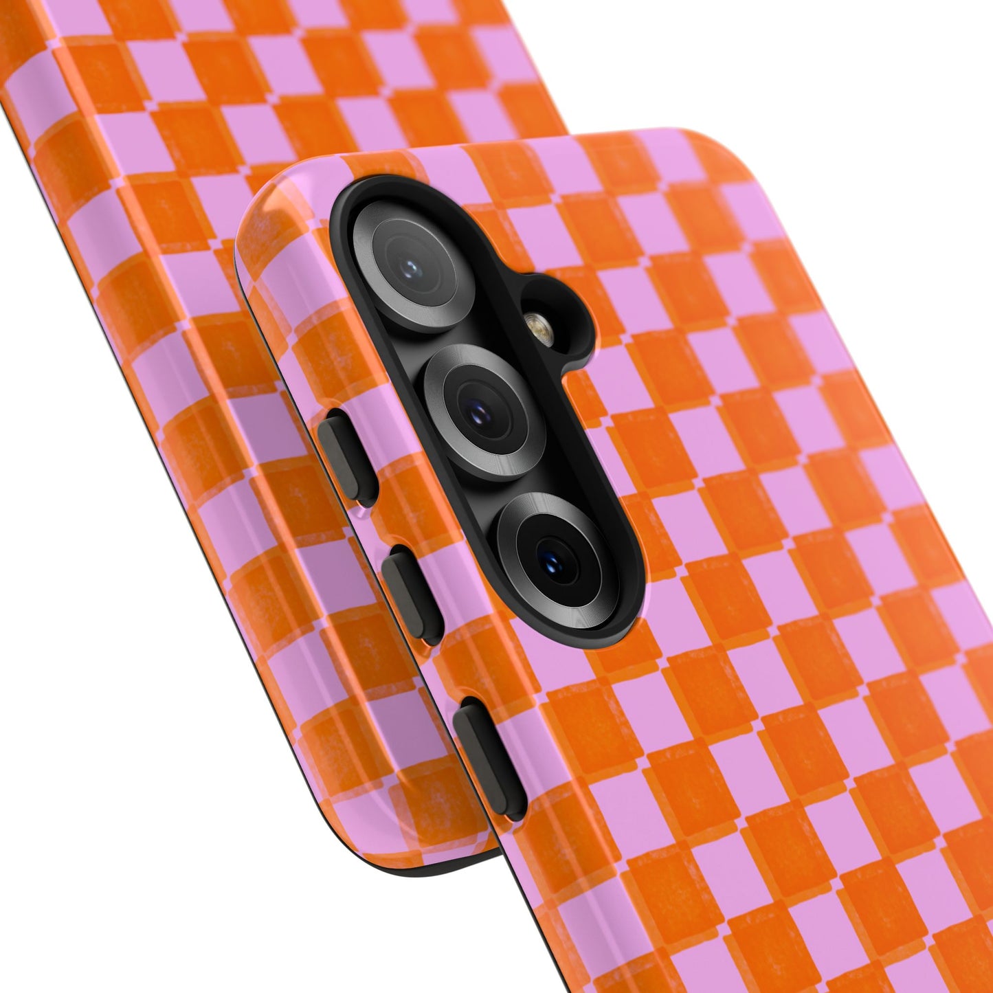 Simply Lovely Orange and Pink Checkered F1 Phone Case Design, Trendy F1 Gift, Formula 1 Gift, Cute F1 Phone Case