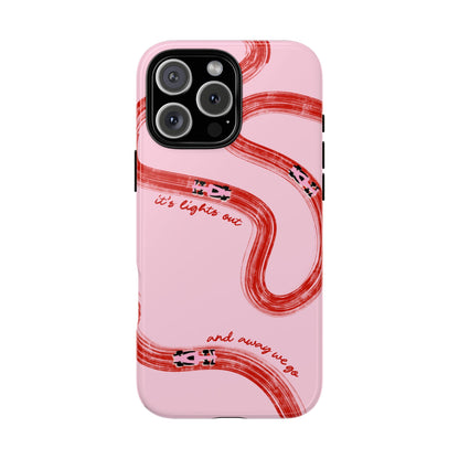 F1 Phone Case Pink and Red Painted "its lights out and away we go", Trendy F1 Gift, Formula 1 Gift, Cute F1 Phone Case, Unique Phone Case