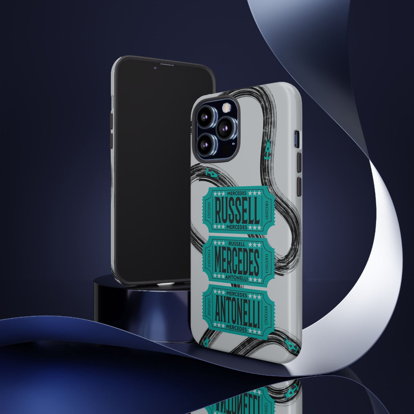 Mercedes F1 Phone Case Painted Ticket Stubs, Trendy F1 Gift, Formula 1 Gift, Cute F1 Phone Case