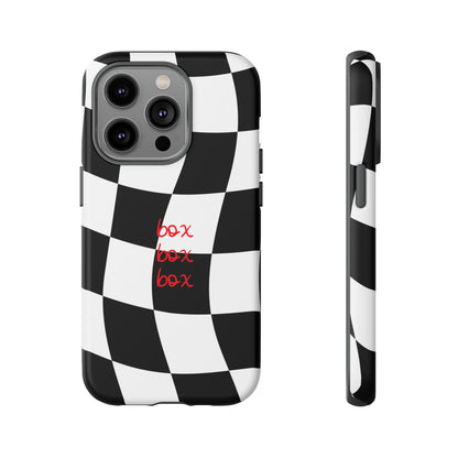 Black and Red Checkered F1 Phone Case, Box Box Box F1 Phone Case