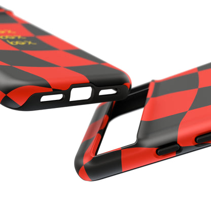 F1 Ferrari Black and Red Checkered Phone Case, Box Box Box F1 Phone Case