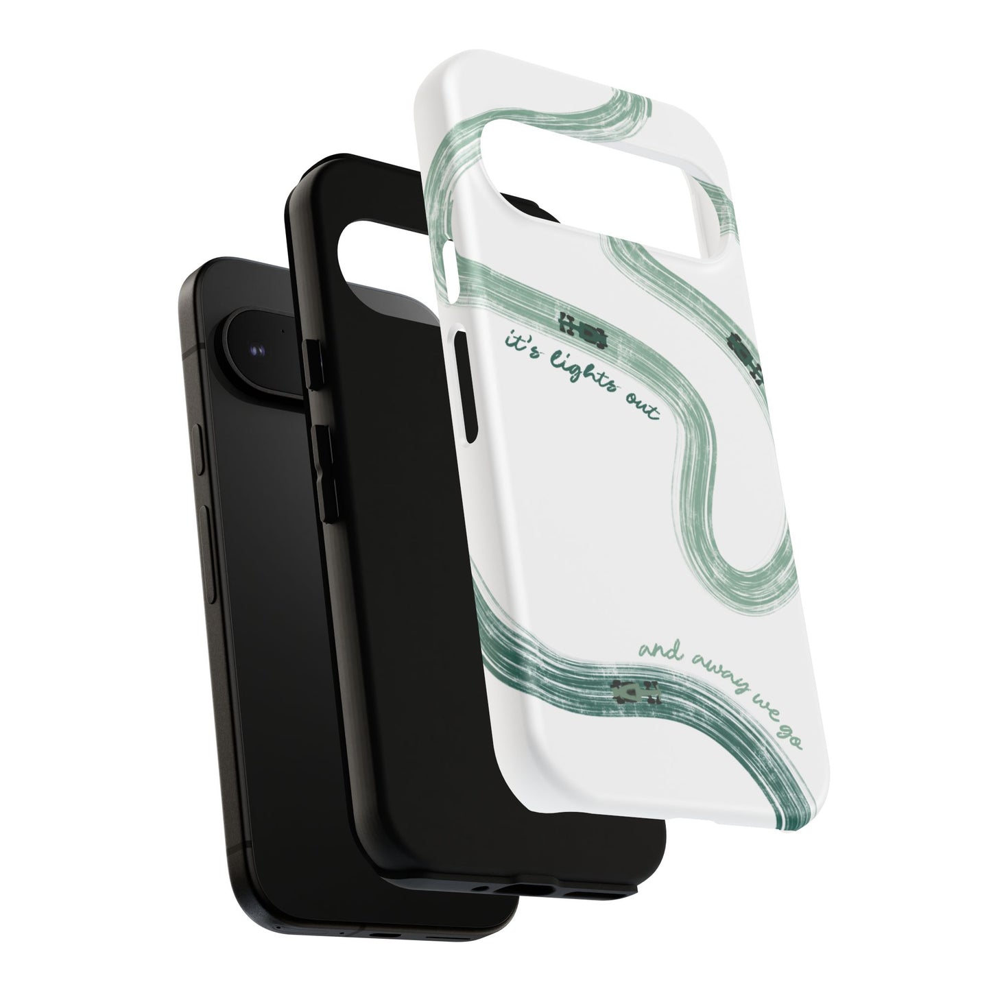 F1 Phone Case Green Painted "its lights out and away we go", Trendy F1 Gift, Formula 1 Gift, Cute F1 Phone Case, Gift for F1 Fans