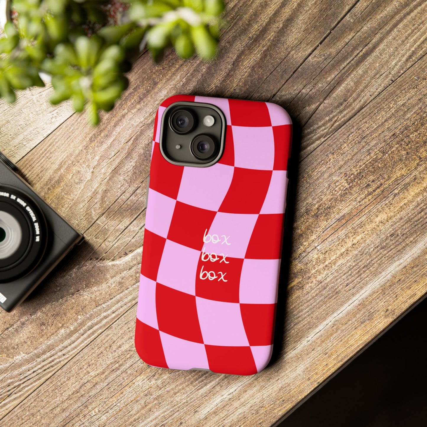 Pink and Red Checkered F1 Phone Case, Box Box Box F1 Phone Case