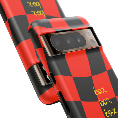 F1 Ferrari Black and Red Checkered Phone Case, Box Box Box F1 Phone Case
