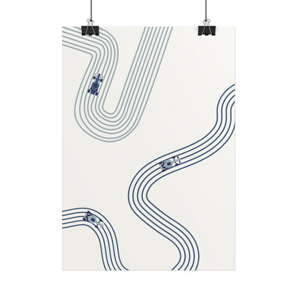 Abstract Blue F1 Giclée Print Poster | Minimalist F1 Art - EU SIZING (Physical Print)