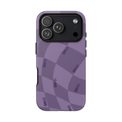 F1 Phone Case Purple Checkered Design, Trendy F1 Gift, Formula 1 Gift, Cute F1 Phone Case, Unique Formula One Phone Case