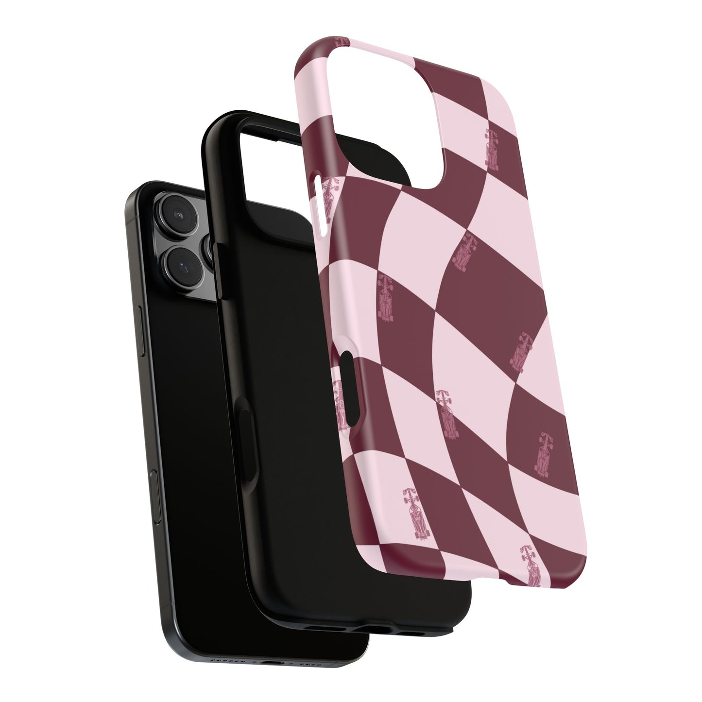 F1 Phone Case Pink Checkered Design, Trendy F1 Gift, Formula 1 Gift, Cute F1 Phone Case, Unique Formula One Phone Case