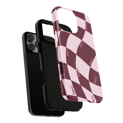 F1 Phone Case Pink Checkered Design, Trendy F1 Gift, Formula 1 Gift, Cute F1 Phone Case, Unique Formula One Phone Case
