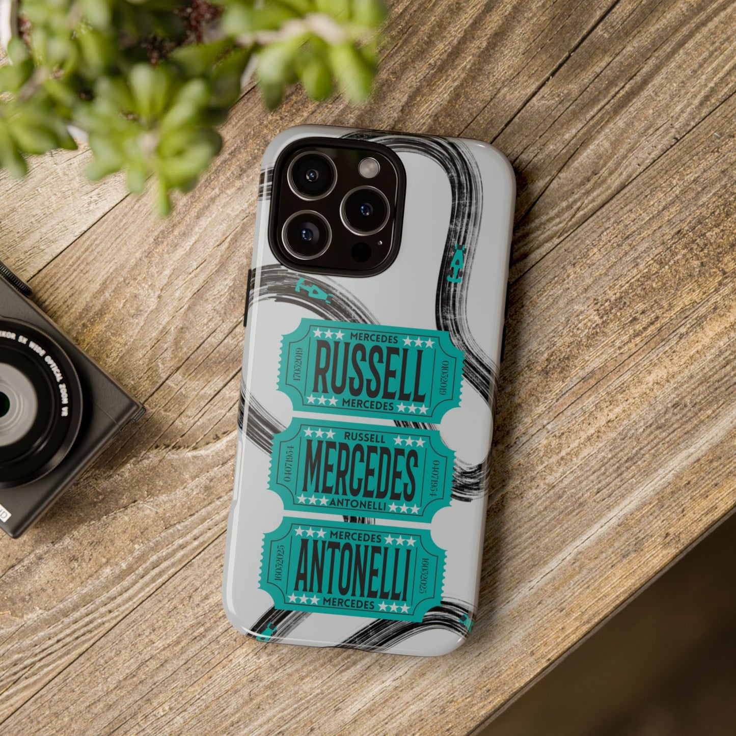 Mercedes F1 Phone Case Painted Ticket Stubs, Trendy F1 Gift, Formula 1 Gift, Cute F1 Phone Case