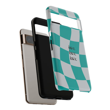 Mercedes Teal and Grey Checkered F1 Phone Case, Box Box Box F1 Phone Case