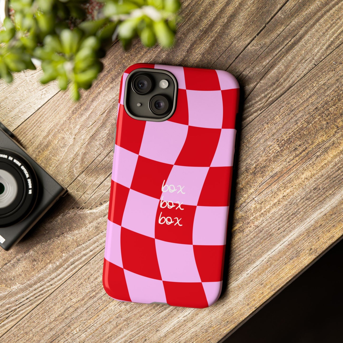 Pink and Red Checkered F1 Phone Case, Box Box Box F1 Phone Case
