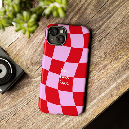 Pink and Red Checkered F1 Phone Case, Box Box Box F1 Phone Case