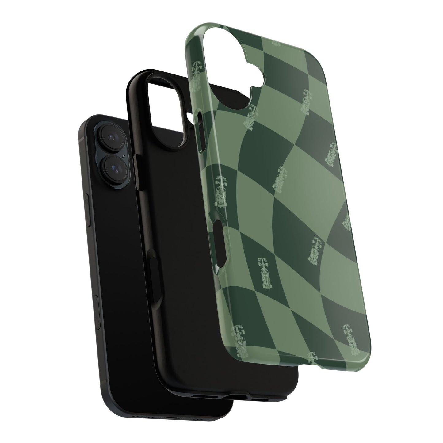 F1 Phone Case Green Checkerboard Design, Trendy F1 Gift, Formula 1 Gift, Cute F1 Phone Case, Unique Formula One Phone Case
