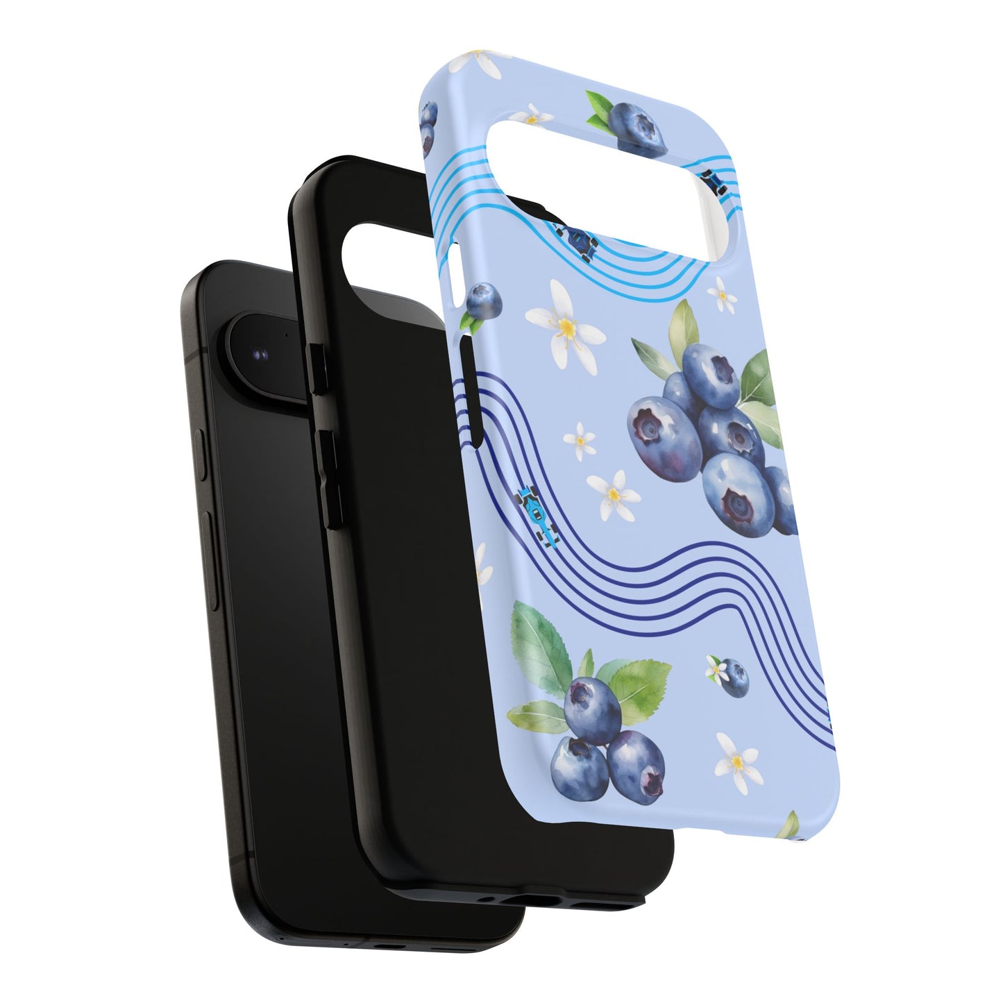 Blue F1 Williams and Blueberries Phone Case, Trendy F1 Gift, Formula 1 Gift, Cute Fruit F1 Phone Case, Unique Phone Case