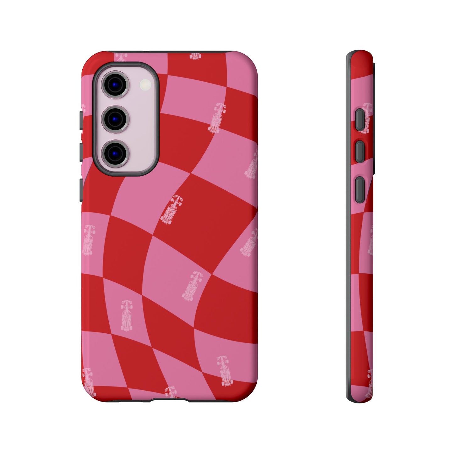 F1 Phone Case Pink and Red Checkerboard Design, Trendy F1 Gift, Girly Formula 1 Gift, Cute F1 Phone Case, Unique Formula One Phone Case