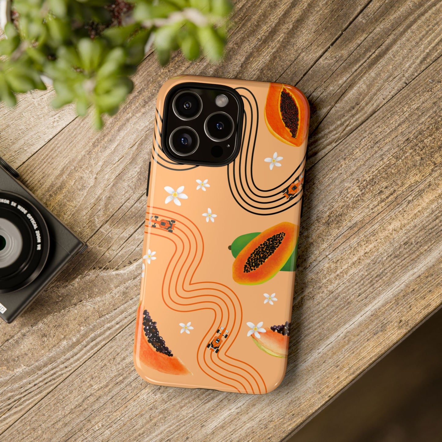 Orange F1 McLaren and Papaya Phone Case, Trendy F1 Gift, Formula 1 Gift, Cute Fruit F1 Phone Case, Unique Phone Case