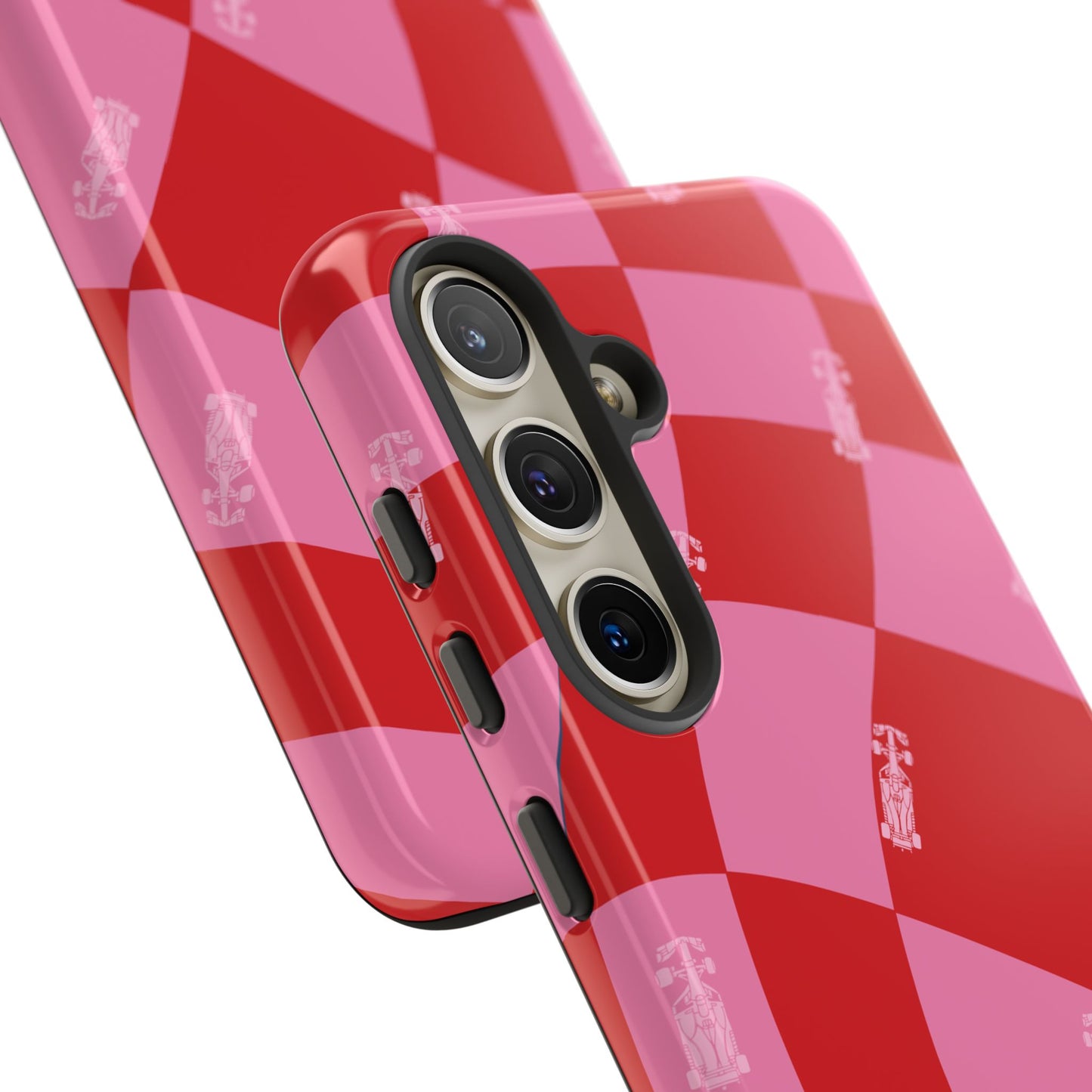 F1 Phone Case Pink and Red Checkerboard Design, Trendy F1 Gift, Girly Formula 1 Gift, Cute F1 Phone Case, Unique Formula One Phone Case