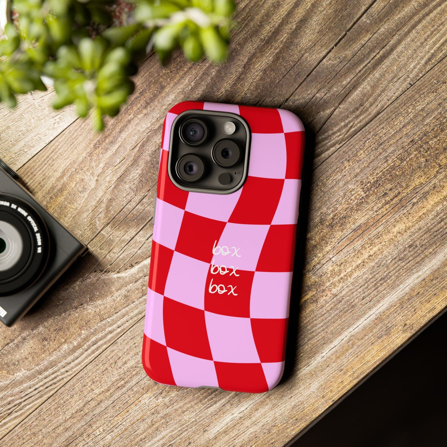 Pink and Red Checkered F1 Phone Case, Box Box Box F1 Phone Case