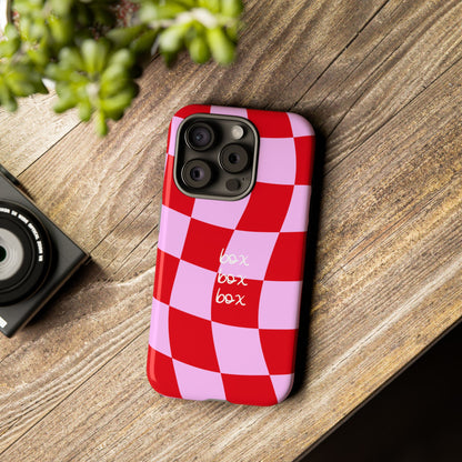 Pink and Red Checkered F1 Phone Case, Box Box Box F1 Phone Case