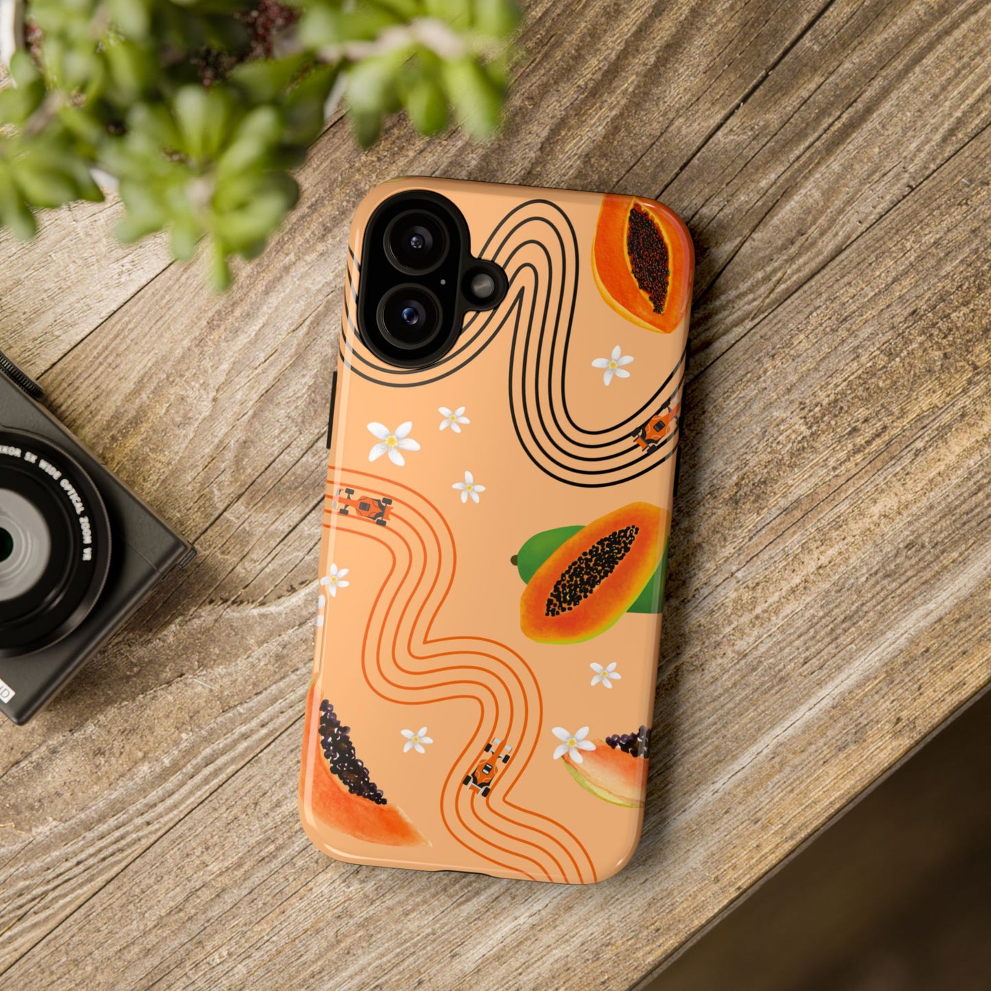 Orange F1 McLaren and Papaya Phone Case, Trendy F1 Gift, Formula 1 Gift, Cute Fruit F1 Phone Case, Unique Phone Case