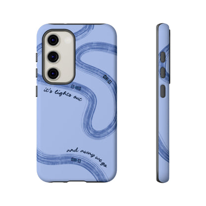 F1 Phone Case Monochrome Blue Painted "its lights out and away we go", Trendy F1 Gift, Formula 1 Gift, Cute F1 Phone Case, Phone Case