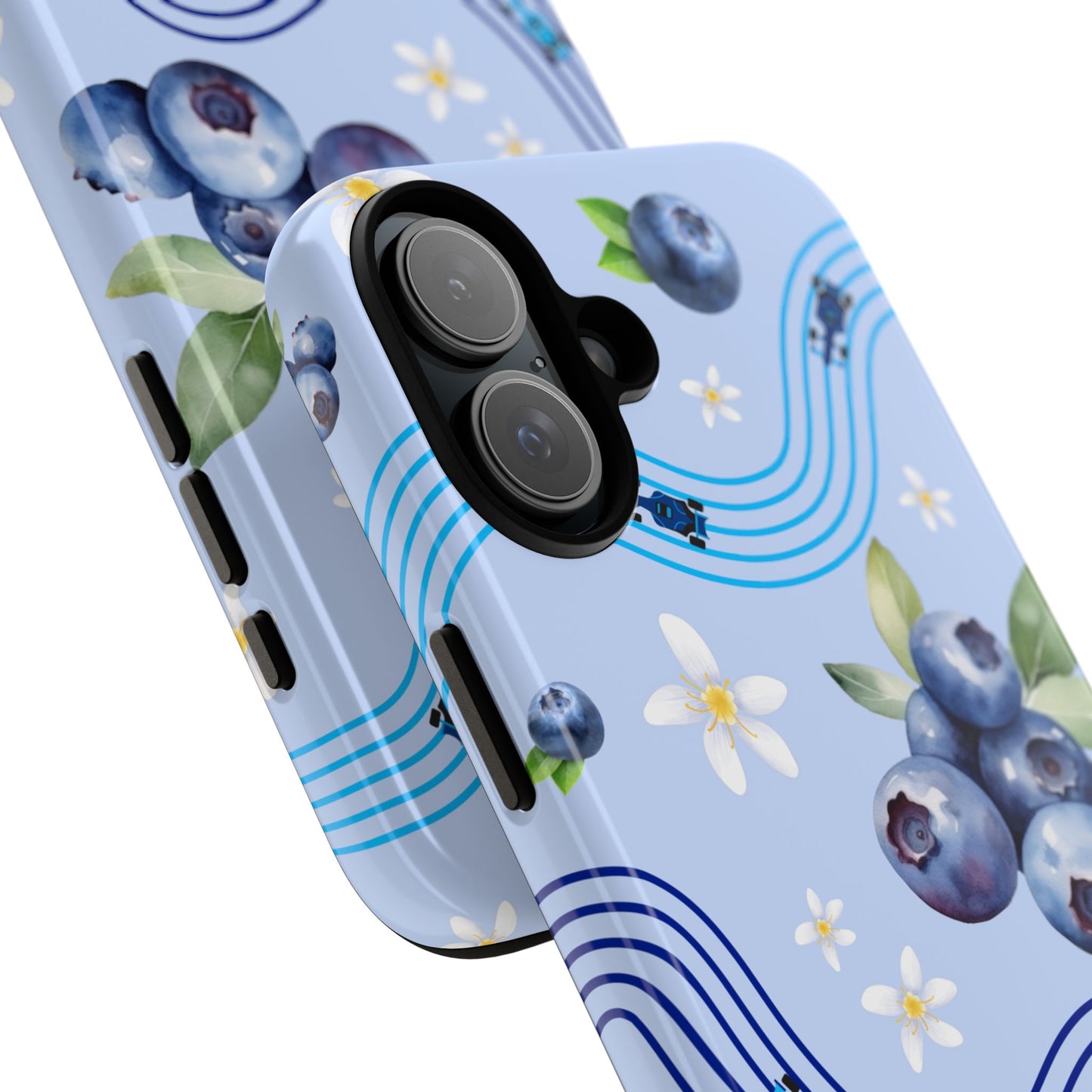 Blue F1 Williams and Blueberries Phone Case, Trendy F1 Gift, Formula 1 Gift, Cute Fruit F1 Phone Case, Unique Phone Case