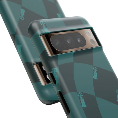F1 Phone Case Teal Checkered Design, Trendy F1 Gift, Formula 1 Gift, Cute F1 Phone Case, Unique Formula One Phone Case