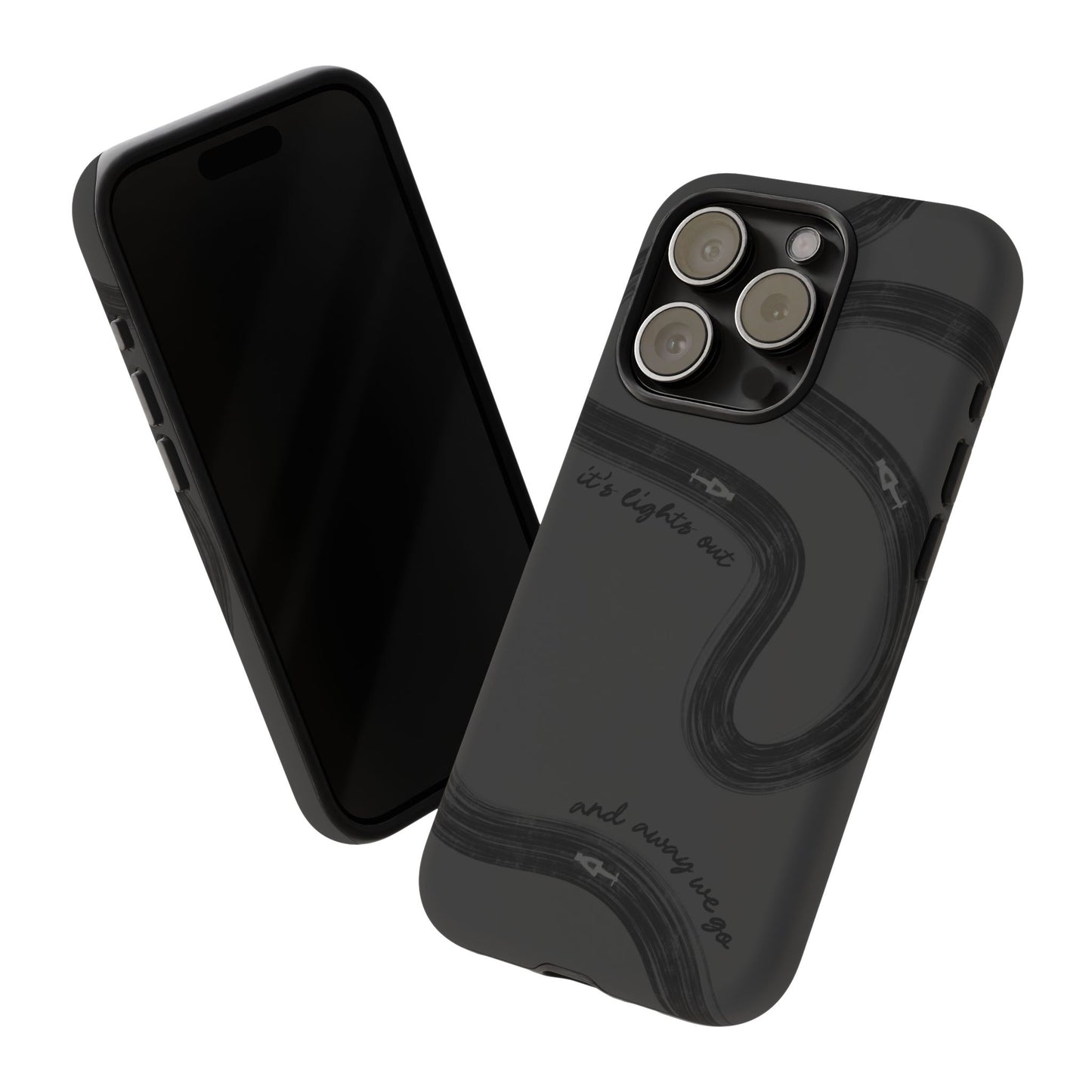 F1 Phone Case Monochrome Black Painted "its lights out and away we go", Trendy F1 Gift, Formula 1 Gift, Cute F1 Phone Case, Phone Case