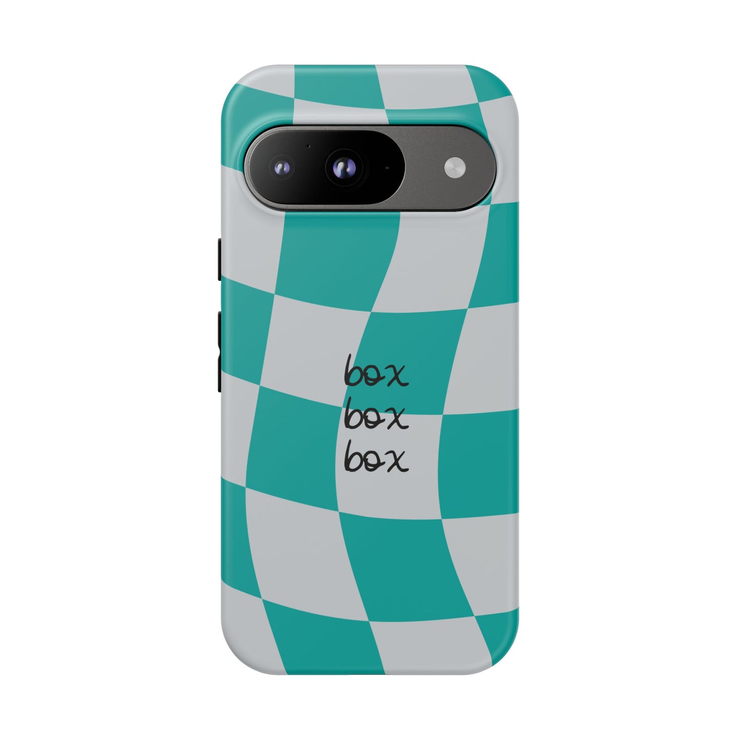 Mercedes Teal and Grey Checkered F1 Phone Case, Box Box Box F1 Phone Case