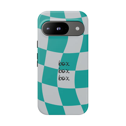 Mercedes Teal and Grey Checkered F1 Phone Case, Box Box Box F1 Phone Case