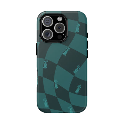 F1 Phone Case Teal Checkered Design, Trendy F1 Gift, Formula 1 Gift, Cute F1 Phone Case, Unique Formula One Phone Case