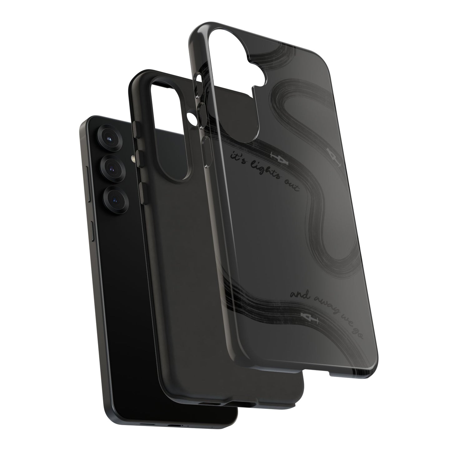 F1 Phone Case Monochrome Black Painted "its lights out and away we go", Trendy F1 Gift, Formula 1 Gift, Cute F1 Phone Case, Phone Case