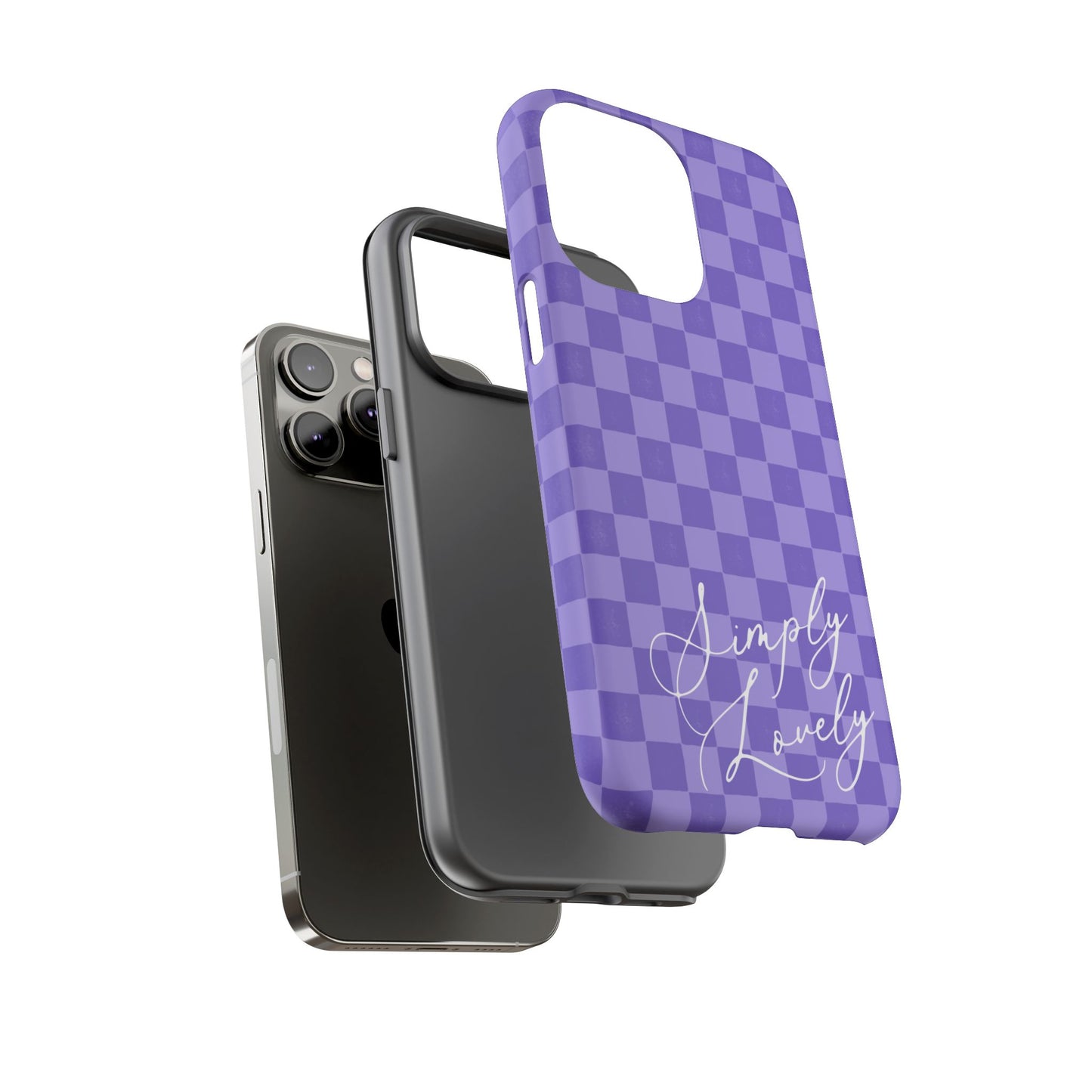 Simply Lovely Purple Checkered F1 Phone Case Design, Trendy F1 Gift, Formula 1 Gift, Cute F1 Phone Case
