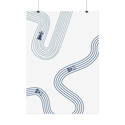 Abstract Blue F1 Giclée Print Poster | Minimalist F1 Art - EU SIZING (Physical Print)